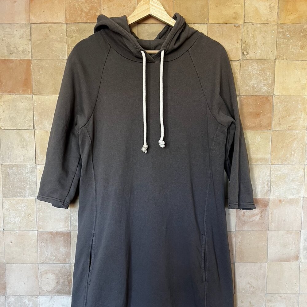 Pact Charcoal Hooded Shift Dress with Drawstring